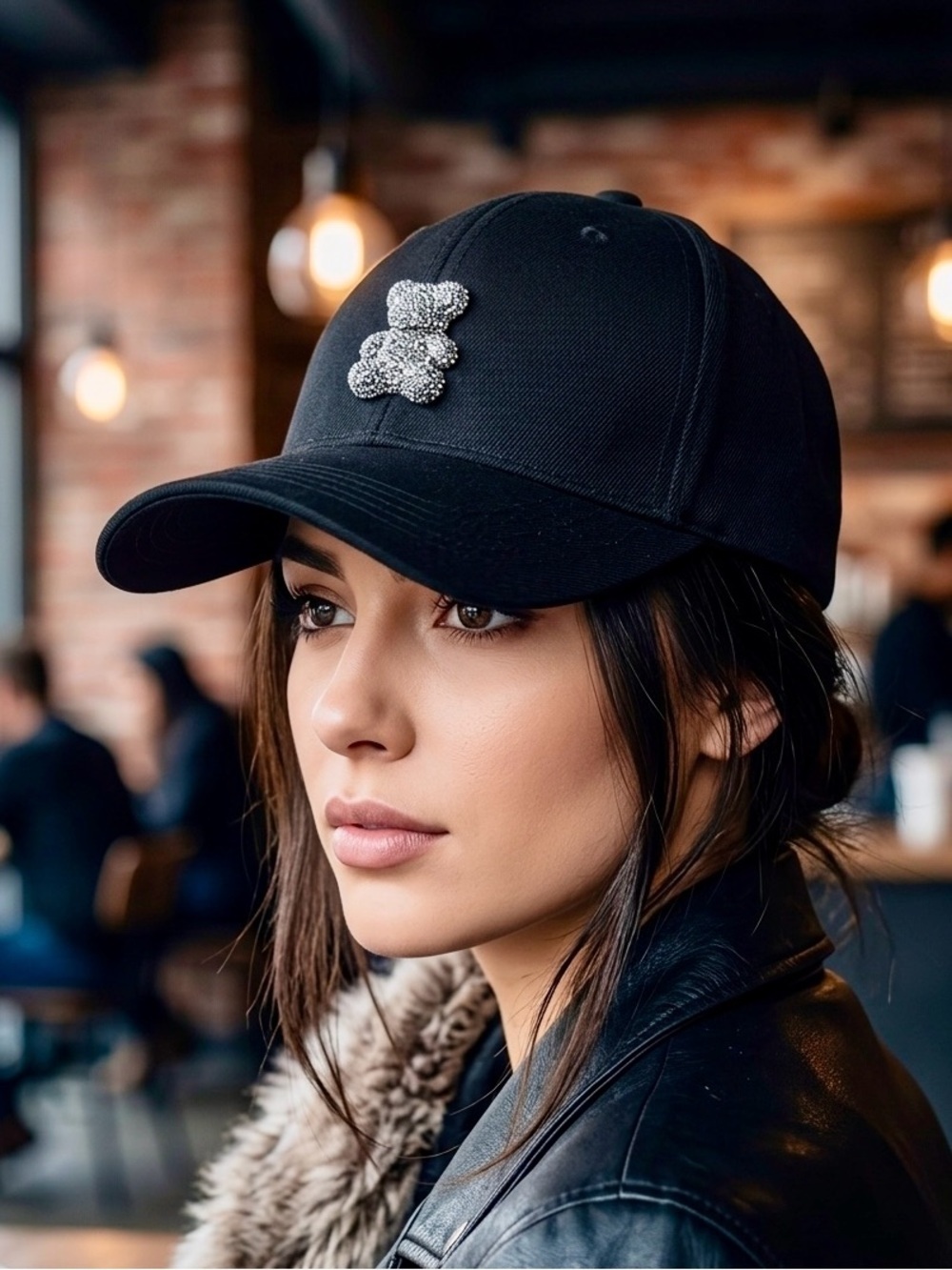 NWOT DIO Cap w Rhinestone Bear